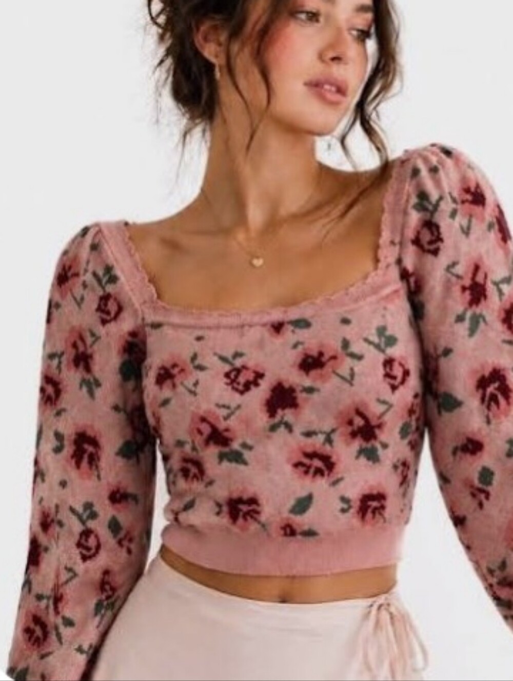 Willow & Wind Pink Floral Short Pullover Sz S